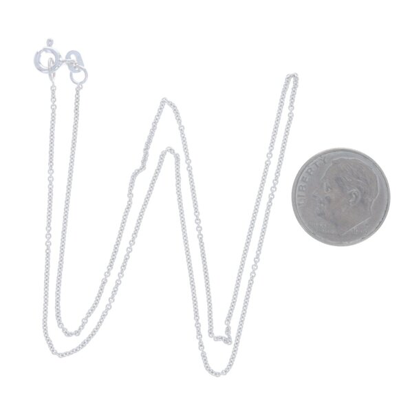 White Gold Cable Chain Necklace 16" 14k - Picture 3 of 4